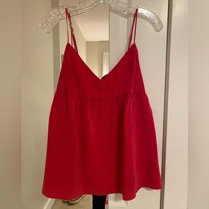7 for all mankind fuchsia 100% silk babydoll tank